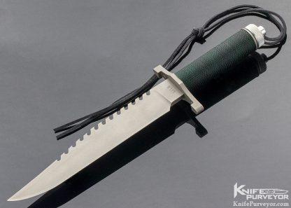 Jimmy Lile Custom Knife Green Cord wrap Survival Bowie w/ Compass