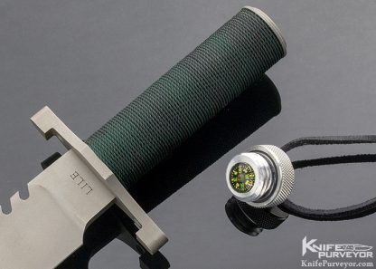 Jimmy Lile Custom Knife Green Cord wrap Survival Bowie w/ Compass - Image 3