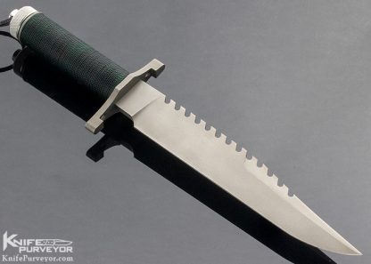 Jimmy Lile Custom Knife Green Cord wrap Survival Bowie w/ Compass - Image 4
