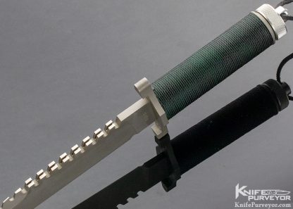 Jimmy Lile Custom Knife Green Cord wrap Survival Bowie w/ Compass - Image 6