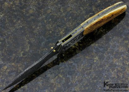 Jody Muller Custom Knife Sole Authorship Engraved Damascus Linerlock - Image 4