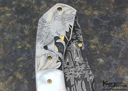 Jody Muller Custom Knife Sole Authorship Engraved Mother or Pearl Shell Linerlock - Image 4