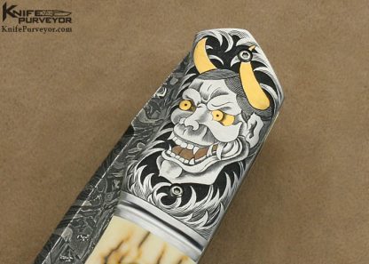 Jody Muller Custom Knife Sole Authorship Damascus and Engraved Linerlock - Image 3