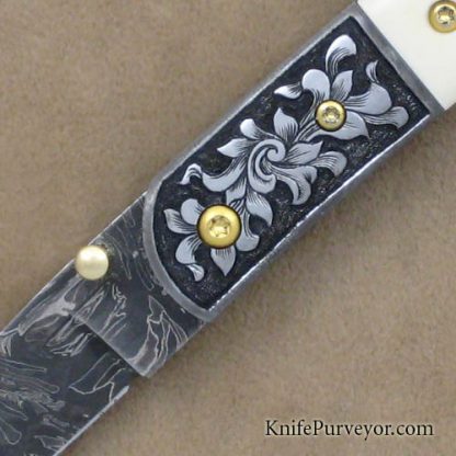 Jody Muller Custom Knife Sole Authorship Engraved Damascus Linerlock - Image 2