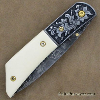 Jody Muller Custom Knife Sole Authorship Engraved Damascus Linerlock - Image 3