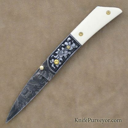 Jody Muller Custom Knife Sole Authorship Engraved Damascus Linerlock