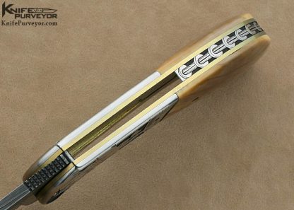 Jody Muller Custom Knife Sole Authorship Damascus Engraved "Sumo" IKBS Flipper Linerlock - Image 6