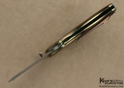 Jody Muller Custom Knife  "Nightmare Ground" Hand Forged W2 Steel Blade with Hamon, Differentially Anodized Titanium Bolsters & Desert Ironwood - Image 6