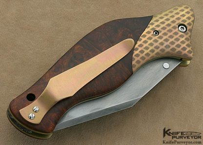 Jody Muller Custom Knife  "Nightmare Ground" Hand Forged W2 Steel Blade with Hamon, Differentially Anodized Titanium Bolsters & Desert Ironwood - Image 3