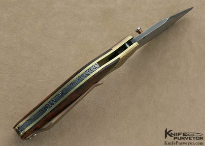 Jody Muller Custom Knife  "Nightmare Ground" Hand Forged W2 Steel Blade with Hamon, Differentially Anodized Titanium Bolsters & Desert Ironwood - Image 4