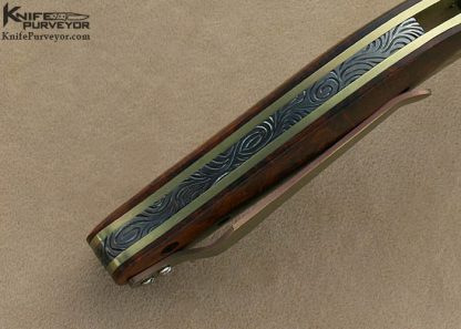 Jody Muller Custom Knife  "Nightmare Ground" Hand Forged W2 Steel Blade with Hamon, Differentially Anodized Titanium Bolsters & Desert Ironwood - Image 5