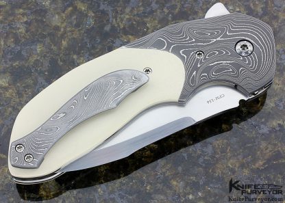 Joel Chamblin Custom Knife "Uprising" Micarta & Damascus Linerlock Flipper - Image 3