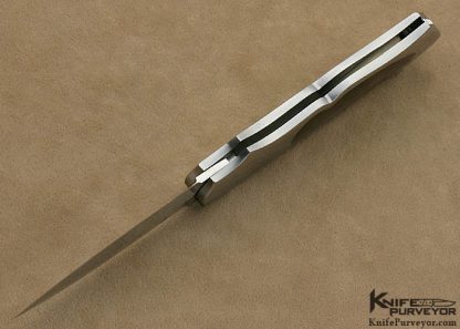 Joe Kious Custom Knife Black Lip Tahitian Pearl Shell Interframe "Tulip" Lockback Dagger - Image 4