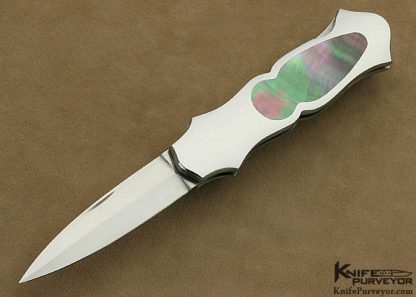 Joe Kious Custom Knife Black Lip Tahitian Pearl Shell Interframe "Tulip" Lockback Dagger