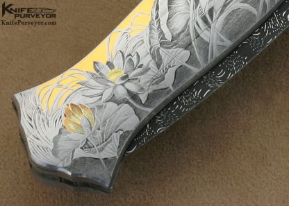 Joe Kious Custom Knife Giovanni Steduto Engraved Damascus Pocket Locket Automatic Lockback - Image 5