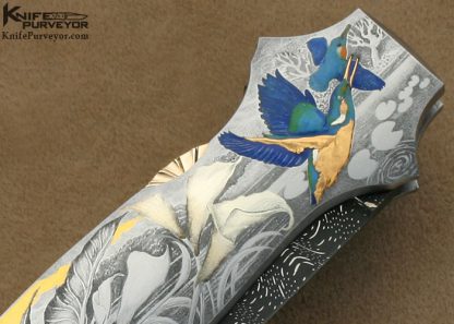Joe Kious Custom Knife Giovanni Steduto Engraved Damascus Pocket Locket Automatic Lockback - Image 6