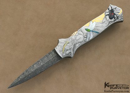 Joe Kious Custom Knife Giovanni Steduto Engraved Damascus Pocket Locket Automatic Lockback
