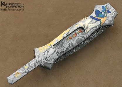 Joe Kious Custom Knife Giovanni Steduto Engraved Damascus Pocket Locket Automatic Lockback - Image 7