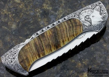 Joe Kious Custom Knife Rams Horn "M" Signed Engraved Lockback - Image 5