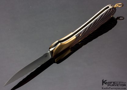 Joe Kious Custom Knife Fluted Blacklip Pearl Lockback with Rose Gold Bolsters and Pins - Image 6