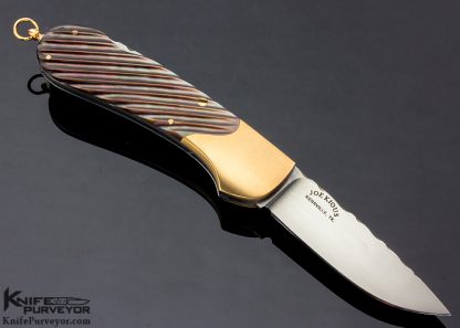 Joe Kious Custom Knife Fluted Blacklip Pearl Lockback with Rose Gold Bolsters and Pins - Image 3