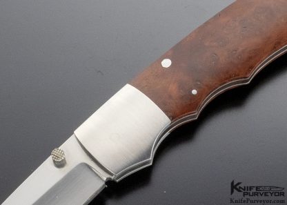 Joe Kious Custom Knife Skull Crusher Thuya Burl Wood Lockback - Image 2
