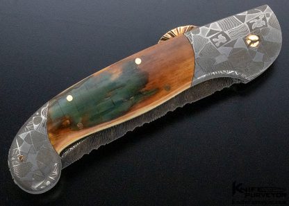 Joe Kious Custom Knives Robert Eggerling Mosaic Damascus Lockback Automatic - Image 5