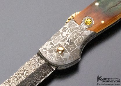 Joe Kious Custom Knives Robert Eggerling Mosaic Damascus Lockback Automatic - Image 2