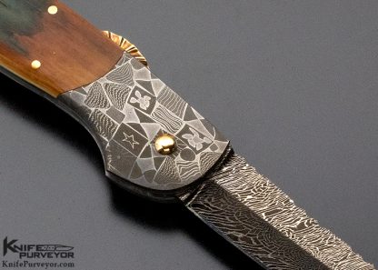 Joe Kious Custom Knives Robert Eggerling Mosaic Damascus Lockback Automatic - Image 4