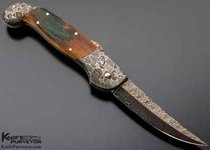 Joe Kious Custom Knives Robert Eggerling Mosaic Damascus Lockback Automatic - Image 3