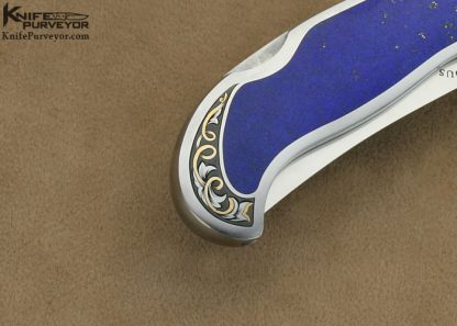 Joe Kious Custom Knife Lapis Lazuli Interframe Lockback Engraved by Christy George - Image 5