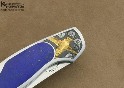 Joe Kious Custom Knife Lapis Lazuli Interframe Lockback Engraved by Christy George - Image 4