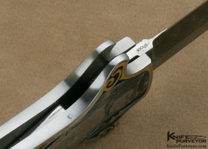 Joe Kious Custom Knife Lisa Tomlin Engraved Exotic Material Trapdoor Release Lockback - Image 11