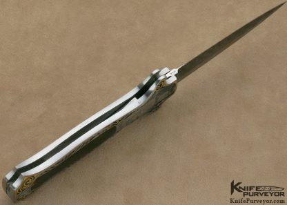 Joe Kious Custom Knife Lisa Tomlin Engraved Exotic Material Trapdoor Release Lockback - Image 10
