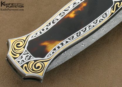 Joe Kious Custom Knife Lisa Tomlin Engraved Exotic Material Trapdoor Release Lockback - Image 7