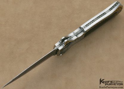 Joe Kious Custom Knife Lisa Tomlin Engraved Exotic Material Trapdoor Release Lockback - Image 8