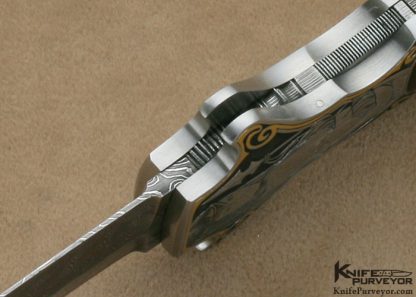 Joe Kious Custom Knife Lisa Tomlin Engraved Exotic Material Trapdoor Release Lockback - Image 9