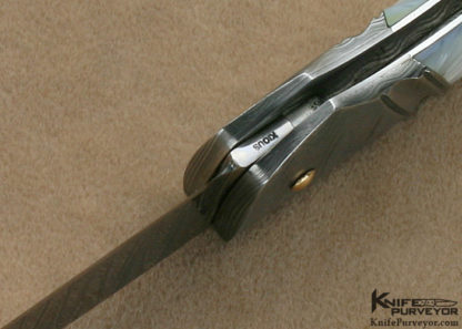 Joe Kious Custom Knives Fluted Mother of Pearl Shell & Damascus Lockback - Image 6