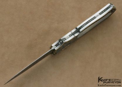 Joe Kious Custom Knife Mother of Pearl Interframe Dagger Engraved by Jon Robyn - Image 8