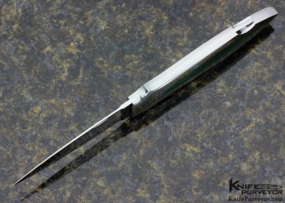 Rick Genovese Custom Knife Engraved by Joe Mason Jade Interframe "Sleek Dagger" Lockback with 24Kt Gold inlays - Image 4