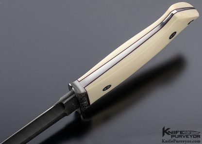 Thad Buchanan Custom Knife Loveless Style Wilderness with Jerry Rados Ladder Pattern Damascus and Engraved 416 Stainless Steel - Image 6