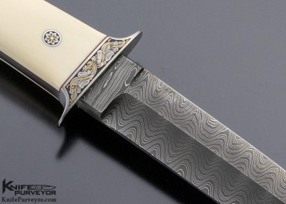 Thad Buchanan Custom Knife Loveless Style Wilderness with Jerry Rados Ladder Pattern Damascus and Engraved 416 Stainless Steel - Image 4
