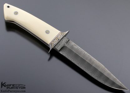 Thad Buchanan Custom Knife Loveless Style Wilderness with Jerry Rados Ladder Pattern Damascus and Engraved 416 Stainless Steel - Image 3