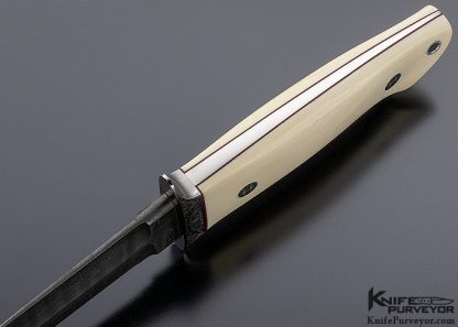 Thad Buchanan Custom Knife Loveless Style Wilderness with Jerry Rados Ladder Pattern Damascus and Engraved 416 Stainless Steel - Image 5