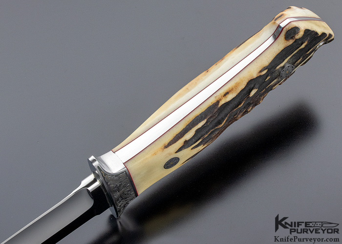 Thad Buchanan Custom Knife Engraved by Joe Mason Loveless Style Stag Dixon Fighter - Image 6