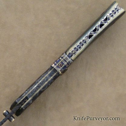 Joe Olson Custom Knife Sole Authorship Damascus & Mammoth Ivory Double Action Automatic - Image 4