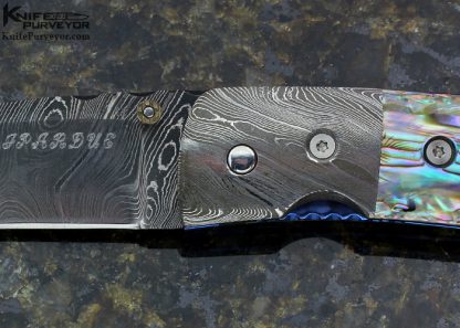 Joe Pardue Custom Knife Abalone and Damascus Linerlock - Image 2