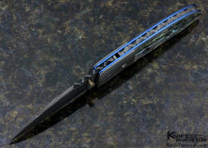 Joe Pardue Custom Knife Abalone and Damascus Linerlock - Image 4