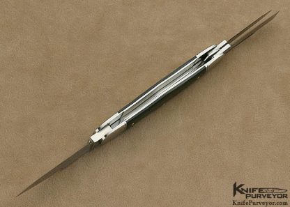 Joel Chamblin Custom Knife 3 Blade Black Lip Tahitian Pearl Swell Center Whittler with 14 Kt Gold Pins and Ractangle Escutcheon Slip Joint - Image 5