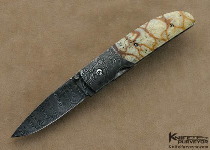 Joel Chamblin Custom Knives Damascus & Tiger Coral Linerlock